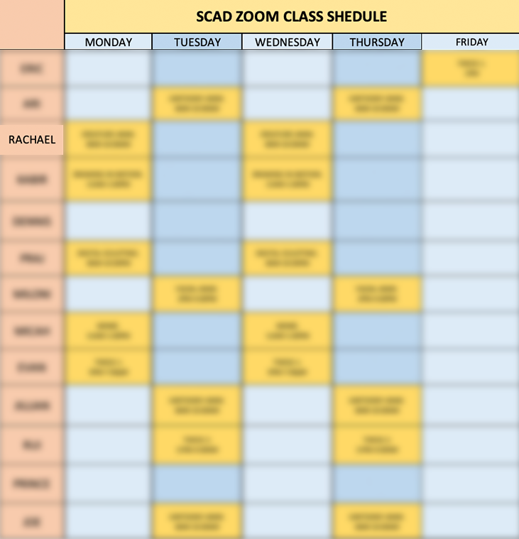 Outdrawn Class Schedule Image Blurred